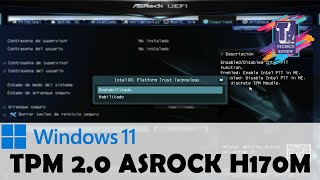 Activar TPM 2 0 ASROCK H170M PRO4 [upl. by Seana]