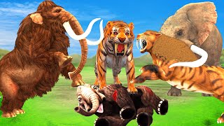 Giant Tiger Attacks Baby Mammoth Saved By 2 Giant Bull Woolly Mammoth VS SaberToothed Tiger Fight [upl. by Singband]