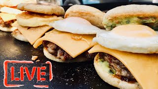 BLACKSTONE SMASH SAUSAGE BREAKFAST SANDWICH  4 ASSORTED SANDWICHES  GoodMorning 142 Vlog [upl. by Akimahc]