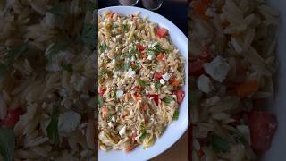 🫒EASY ORZO SALAD🫒 orzo traderjoes traderjoesfinds olives shortsvideo youtubeshorts [upl. by Aikemat]