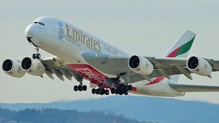 FullHD Emirates Airbus A380800 takeoff at ZurichZRHLSZH [upl. by Dino715]