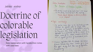 doctrine of colorable legislation  easy explaination with handwritten notes Indian constitution [upl. by Ielhsa934]