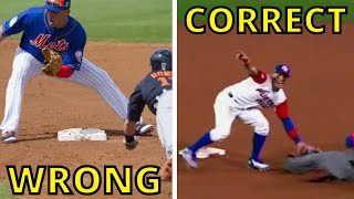 How To Cover Bases On A Steal The Proper Way To Receive Throws From The Catcher At Second Base [upl. by Ailehc]