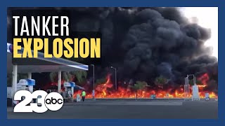 Tanker blows up killing driver in Fresno California [upl. by Wicks591]