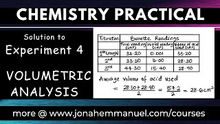 Chemistry Practical Solution for Experiment 4  VOLUMETRIC ANALYSIS jonahemmanuel [upl. by Ahtiekal]