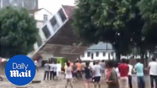 Buildings collapsed after continuous rain drenched southern China [upl. by Anaeerb522]