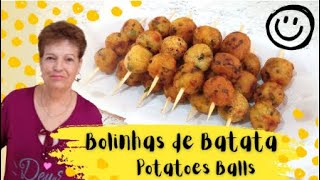 ESSES BOLINHOS DE BATATA VÃO CONQUISTAR TODO MUNDO  APERITIVOS DE BATATA Potatoes Balls Appetizer [upl. by Oimetra440]