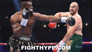 FIGHTERS amp CELEBS REACT TO TYSON FURY DROPPED amp BARELY BEATING FRANCIS NGANNOU [upl. by Lemart612]