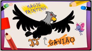 Pintura Mágica com a Borboletinha  Colorindo o Gavião [upl. by Corilla]