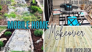 New MOBILE HOME MAKEOVER BUILDING A 16x20 deck mobile home living [upl. by Ahsiuqat]