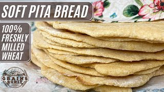 Soft Easy Delicious Pita Bread with 100 Freshly Milled Wheat  Homemade Pita Bread Recipe [upl. by Selmner855]