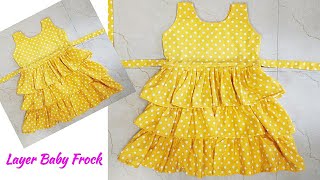 FrillLayer Baby Frock Cutting and Stitching very Easy [upl. by Damalas717]