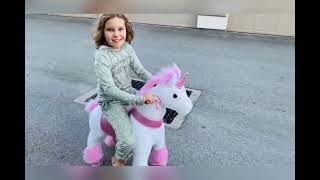 Pink unicorn PonyCycle ride on horse toy review [upl. by Vescuso368]