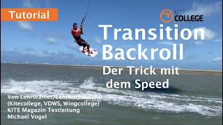 Kitecollege Tutorial Backroll Transition lernen I Kitesurfen [upl. by Nomar]