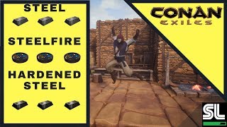 Conan Exiles  Easy Hardened Steel and Steel Bars  2018 [upl. by Ayifas481]