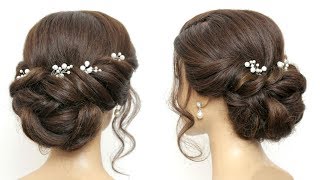 Easy Twisted Updo Bridal Hairstyle For Long And Medium Hair [upl. by Sivia]