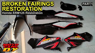 Honda XRM 125 Restoration broken fairings part 1 broken fairings [upl. by Nahguav]