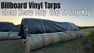 Covering Round Bales With Used Billboard Vinyl Tarps [upl. by Wilma]