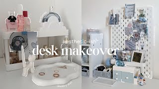 🎐aesthetic desk makeover ikea pegboard pinterest inspired blue and white aesthetic amazon hauls [upl. by Iver]