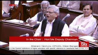 Sh Sitaram Yechury initiating a discussion on the situation arising in JNU and HCU [upl. by Krock]