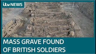 Mass grave of 81 British soldiers uncovered 200 years after their deaths in Netherlands  ITV News [upl. by Airb]