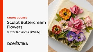 Cake Design Easy Buttercream Flowers with a Palette Knife  Butter Blossoms KWUN  Domestika [upl. by Rebah895]