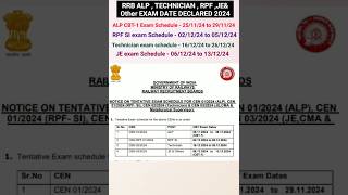 ALP TECHNICIAN RPF JE amp OTHER EXAM DATE DECLARED 2024 ALP TECHNICIAN RPF JE EXAM DATE NOTICE rrb [upl. by Radie]