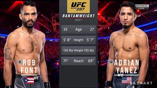 ROB FONT VS ADRIAN YANEZ FULL FIGHT UFC 287 [upl. by Kei]