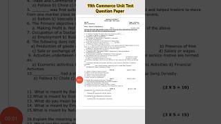 11th Commerce Unit Test Question Paper 2024 [upl. by Schwartz411]