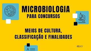 Aula 3  Meios de cultura classificação e finalidades [upl. by Eilrac]