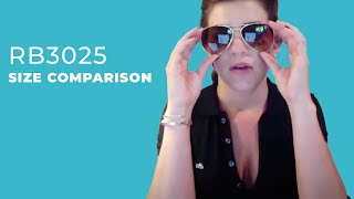 Size Comparison RB3025 RayBan Aviators 55mm 58mm 62mm Sunglasses [upl. by Gibb]