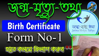 Form No 1 Birth Certificate  Birth Certificate Form 1 Fillup  birth certificate download  Form1 [upl. by Etnoved]