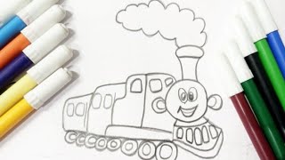 how to draw train how to make easy train drawing easy step by step easy drawing [upl. by Ellett]