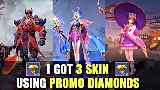 I GOT 3 SKIN USING PROMO DIAMONDS  MOBILE LEGENDS PROMO DIAMONDS [upl. by Eeloj]