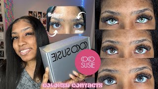 Giving EXOTIC🤣✨ Coco Susie colored contacts  contact haul [upl. by Kehsihba]