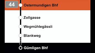 RBS  Bernmobil Ansagen  44  Bolligen  Ostermundigen  Gümligen [upl. by Lowney]