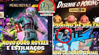 CORRE NOVO OURO ROYALE E ESTILHAÇOS OB44 ATUALIZADO PORING DE VOLTA CALENDÁRIO SEMANAL FREE FIRE [upl. by Raimondo]