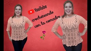 tutorial blusa cristal talla grandepart1 crocheteando con la comadre [upl. by Ier310]