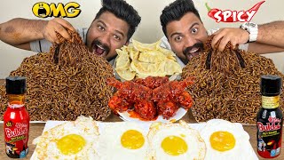 SPICIEST GHOST PEPPER NOODLES NUCLEAR FIRE CHICKEN MOMOS amp FRIED EGGS MUKBANG Ep559 [upl. by Nnylf]