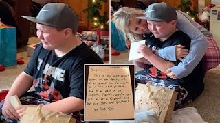 Little boy reduced to tears as hes surprised with new family for Christmas [upl. by Anehsat]