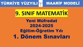 20242025 eğitimöğretim yılı 9 sınıf matematik sınav takvimi 1 dönem sınavları ve ortak sınav [upl. by Elletnuahc]