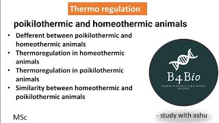 Thermoregulation in poikilothermic and homeothermic animals msc [upl. by Bradway]