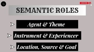 Semantic Roles  Agent and Theme  Instrument and Experiencer  Location Source Agent [upl. by Paucker]