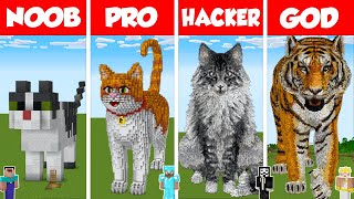 Minecraft REAL LIFE CAT HOUSE BUILD CHALLENGE  NOOB vs PRO vs HACKER vs GOD  Animation [upl. by Tobit29]