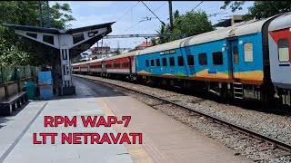 Royapuram RPM WAP7 Leading 16346 Tvc Ltt Netravati Express Skipping Ernakulam Town [upl. by Eveivenej]