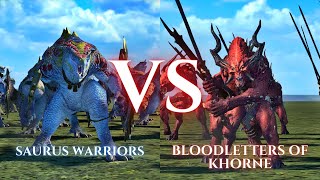 WARHAMMER III Total War  Saurus Warriors VS Bloodletters of Khorne [upl. by Marra898]