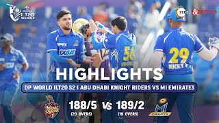 ILT20 S2  English  HIGHLIGHTS  MI Emirates VS Abu Dhabi Knight Riders  T20 Cricket  28th Jan [upl. by Ludvig342]