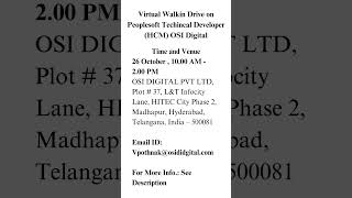 Virtual Walkin Drive on Peoplesoft Techincal Developer HCM OSI Digital [upl. by Enyamart]