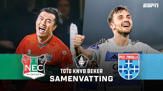 😍 HEERLIJK BEKERDUEL ZEVEN GOALS met een KETSER VAN DE KEEPER 🫣  Samenvatting NEC  PEC Zwolle [upl. by Gearard]