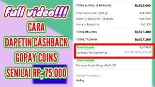 full video cara mendapatkan cashback gopay coins Tokopedia [upl. by Pestana789]